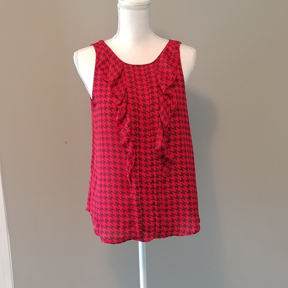 Elle black and red ruffled top.